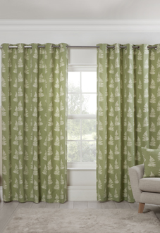 Esher Eyelet, Green - Ready Made Curtains